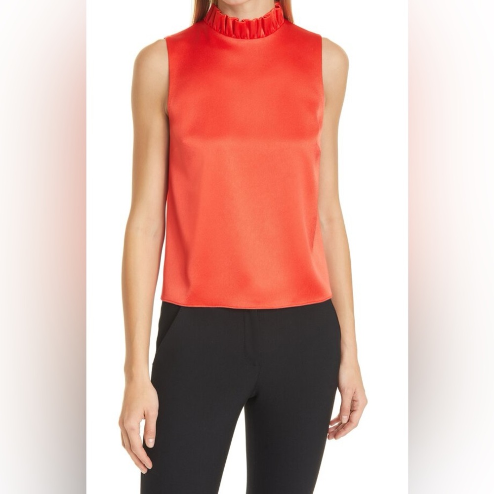 ALICE AND OLIVIA
Henrietta Ruffle-trimmed Satin-crepe Top